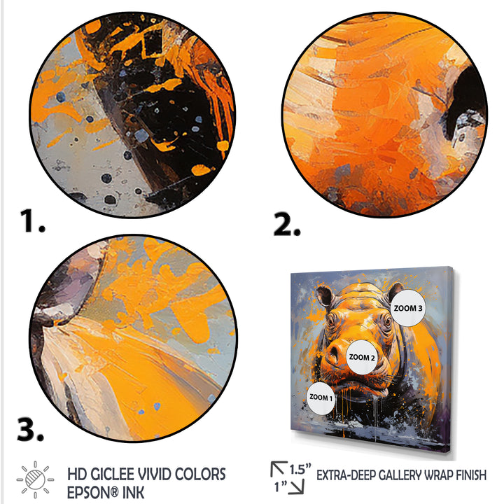 Yellow Colorful Hippo harmony - Yellow Hippopotamus Wall Art
