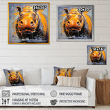 Yellow Colorful Hippo harmony - Yellow Hippopotamus Wall Art