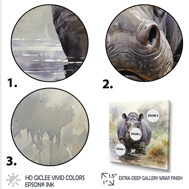 Grey Serene Hippo Majesty - Hippopotamus Home Decor Art