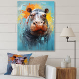 Popart Hippos World - Hippopotamus Canvas Wall Art