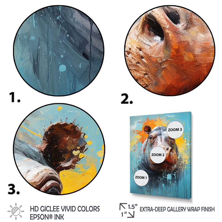 Popart Hippos World - Hippopotamus Canvas Wall Art
