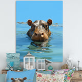 Grey Joyful Hippo - Hippopotamus Wall Decor