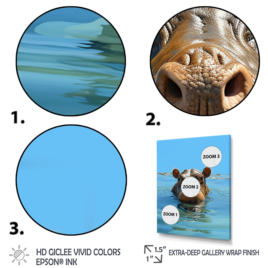 Grey Joyful Hippo - Hippopotamus Wall Decor