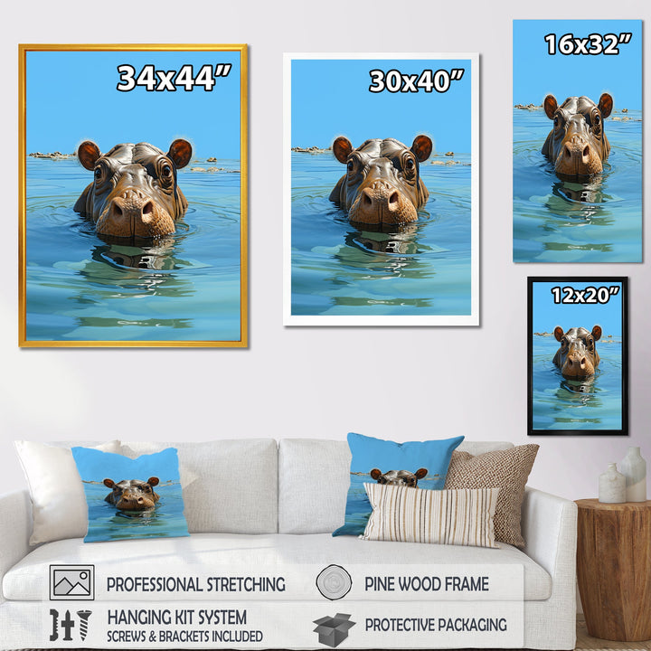 Grey Joyful Hippo - Hippopotamus Wall Decor