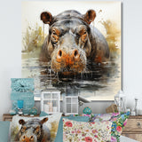 Grey Colorful Hippo harmony - Hippopotamus Wall Art Prints