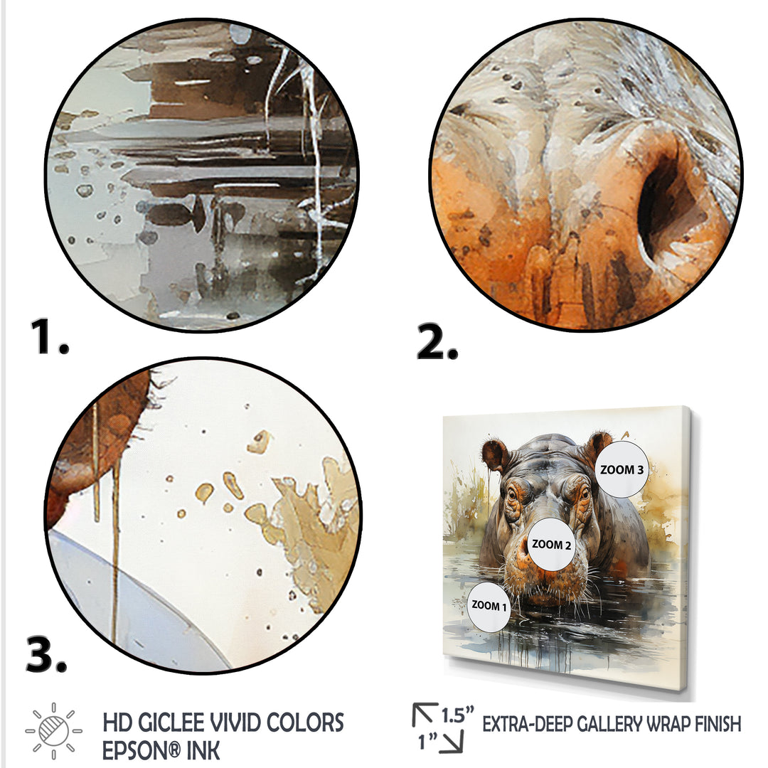 Grey Colorful Hippo harmony - Hippopotamus Wall Art Prints