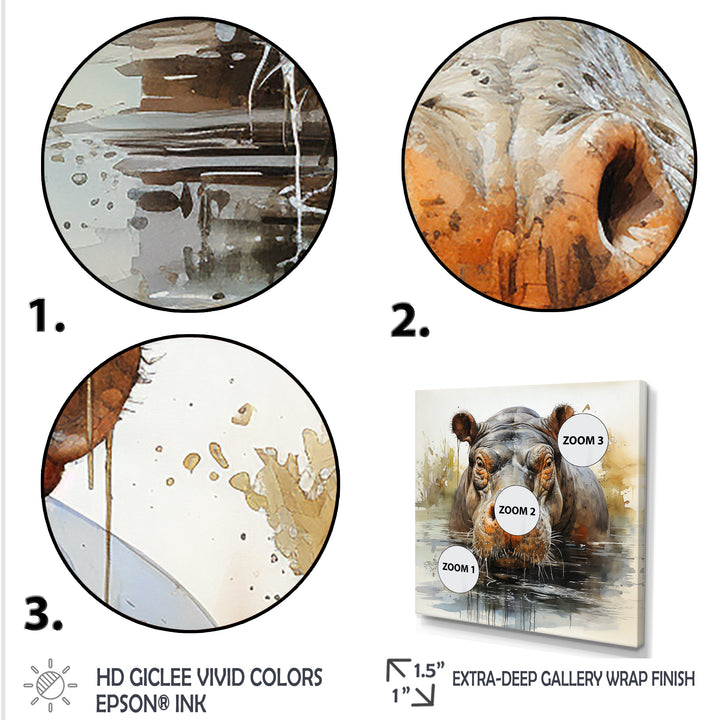 Grey Colorful Hippo harmony - Hippopotamus Wall Art Prints