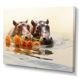 Grey Rivers Romantic Serenade - Hippopotamus Large Canvas Wall Art
