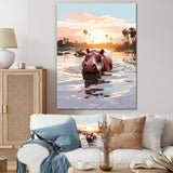 Grey Silhouetted Safari Hippo - Hippopotamus Home Decor Art