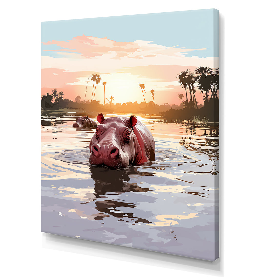 Grey Silhouetted Safari Hippo - Hippopotamus Home Decor Art