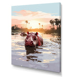 Grey Silhouetted Safari Hippo - Hippopotamus Home Decor Art