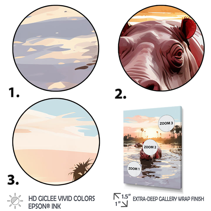 Grey Silhouetted Safari Hippo - Hippopotamus Home Decor Art