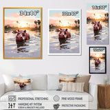 Grey Silhouetted Safari Hippo - Hippopotamus Home Decor Art