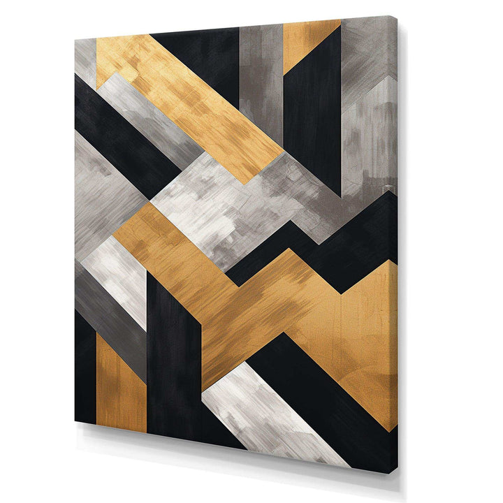 Black and gold Geometric tiles 5 - Abstract Canvas Wall Art