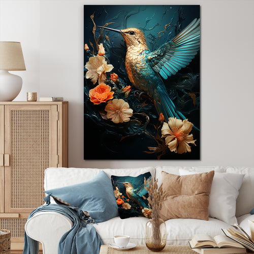 Blue Essence of Emerald Hummingbird - Hummingbird Wall Art Prints