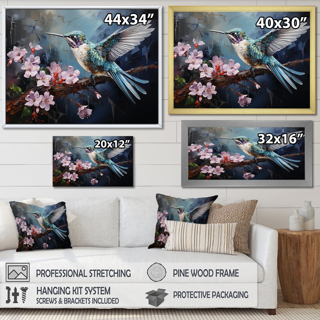 Pink Fluttering Emerald Hummingbird - Pink Hummingbird Wall Art