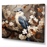 Blue floral Ethereal bird - Bird Canvas Wall Art