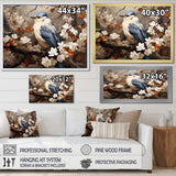 Blue floral Ethereal bird - Bird Canvas Wall Art