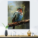 Blue and green Radiant hummingbird Beauty - Hummingbird Framed Canvas Art