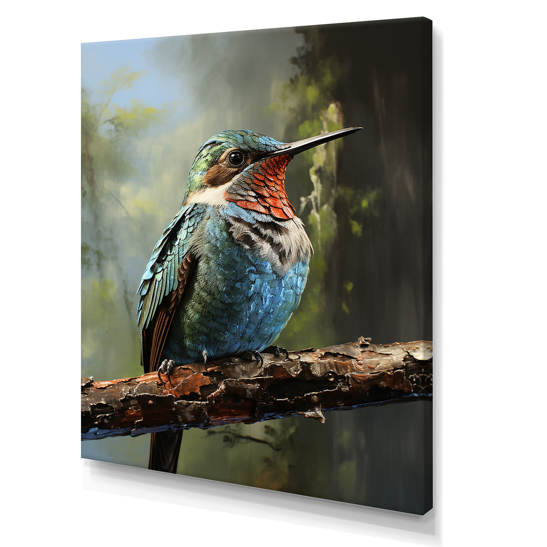 Blue and green Radiant hummingbird Beauty - Hummingbird Framed Canvas Art