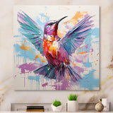 Blue and purple Vibrant hummingbird - Blue Hummingbird Wall Art