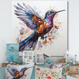 Blue and brown Vibrant hummingbird flight - Blue Hummingbird Wall Art