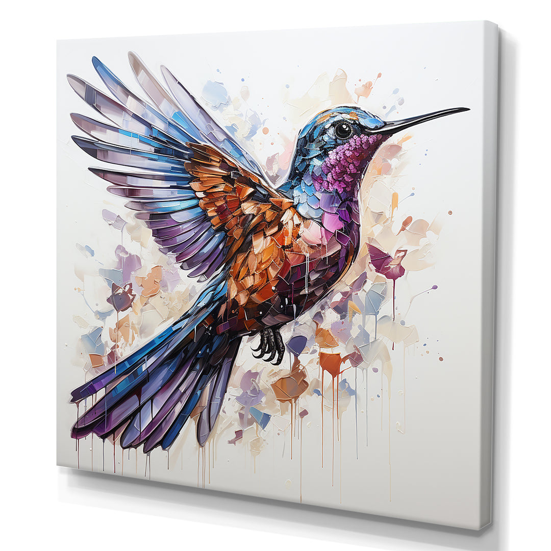 Blue and brown Vibrant hummingbird flight - Blue Hummingbird Wall Art