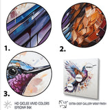 Blue and brown Vibrant hummingbird flight - Blue Hummingbird Wall Art