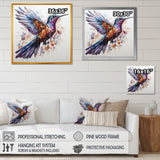 Blue and brown Vibrant hummingbird flight - Blue Hummingbird Wall Art