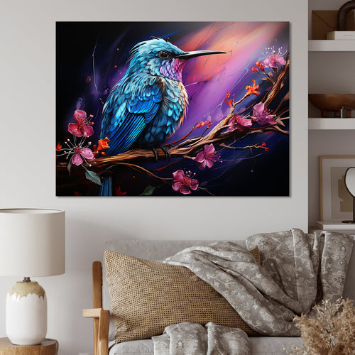 Blue Hummingbird floral twilight Wonder - Hummingbird Home Decor Art