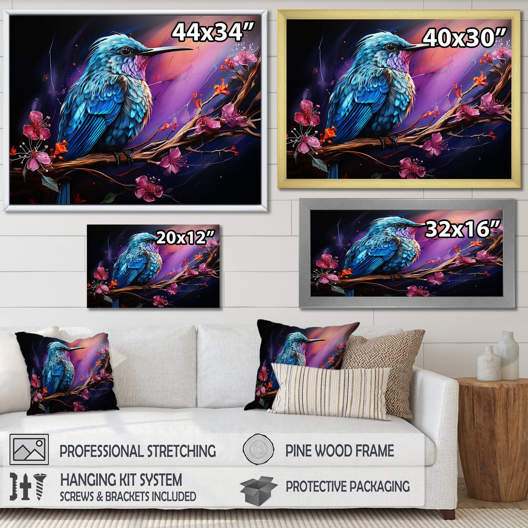 Blue Hummingbird floral twilight Wonder - Hummingbird Home Decor Art