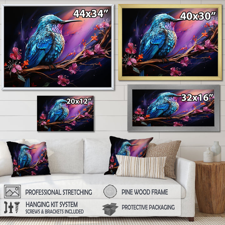 Blue Hummingbird floral twilight Wonder - Hummingbird Home Decor Art