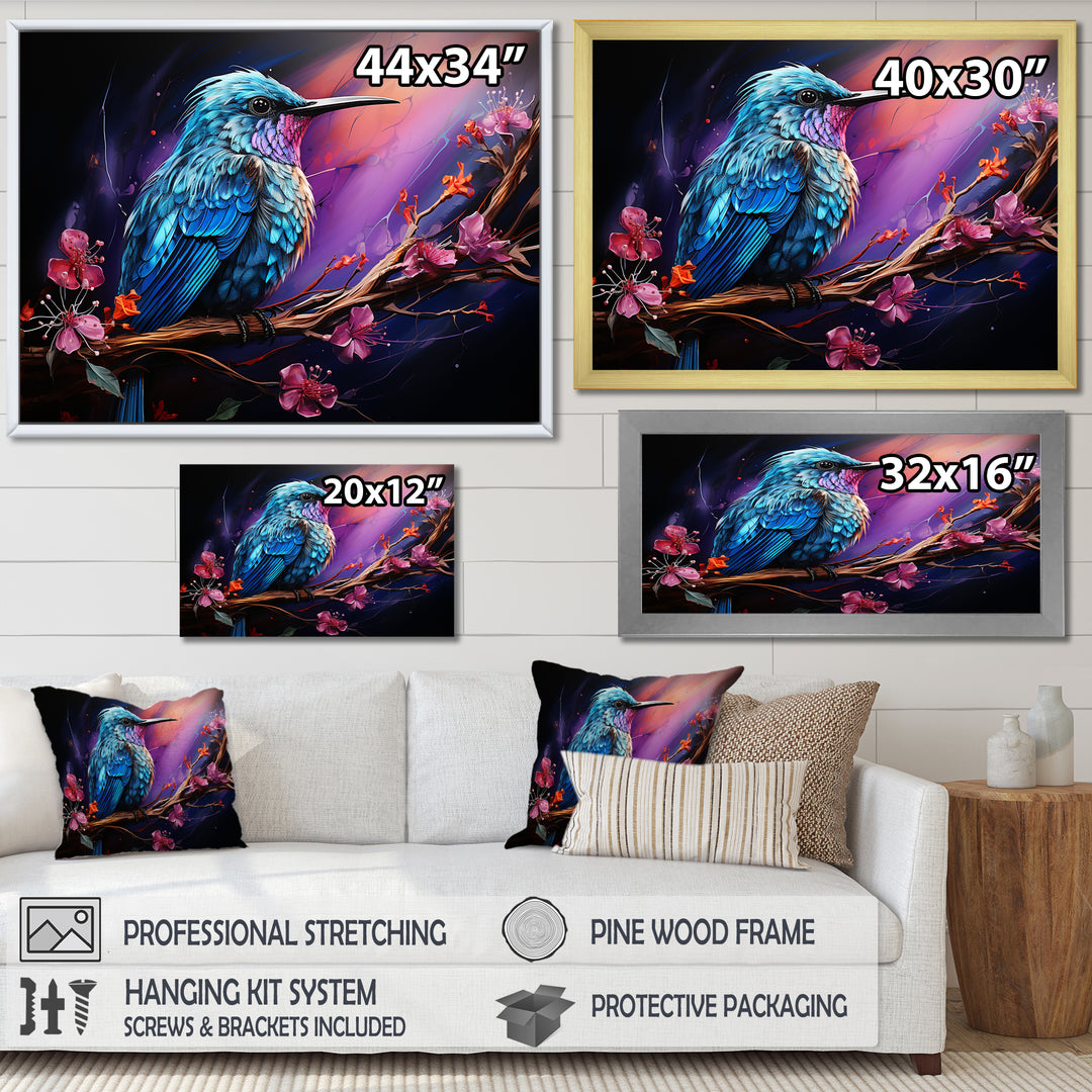 Blue Hummingbird floral twilight Wonder - Hummingbird Home Decor Art