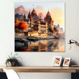 Indian Art Ganges at Dawn 1 - People Canvas Wall Art