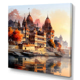 Indian Art Ganges at Dawn 1 - People Canvas Wall Art