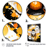 Yellow and black Honey bee - Insects & Bugs Canvas Wall Art