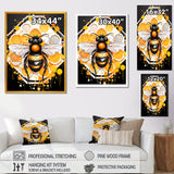 Yellow and black Honey bee - Insects & Bugs Canvas Wall Art