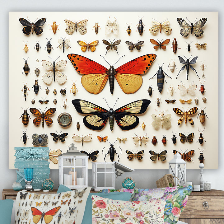 Yellow and orange Insects and Bugs - Insects &amp; Bugs Large Canvas Wall Art