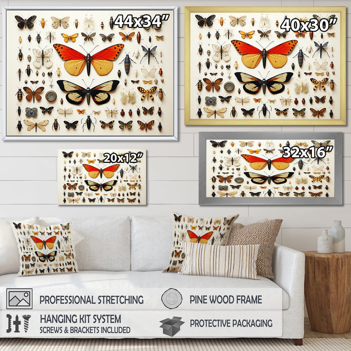 Yellow and orange Insects and Bugs - Insects &amp; Bugs Large Canvas Wall Art