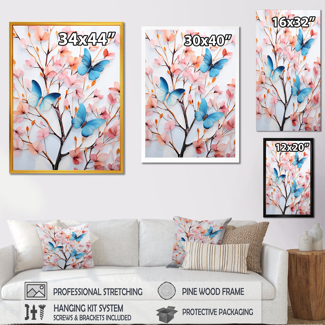 Charming spring Butterflies in pink and blue - Insects &amp; Bugs Wall Art Prints