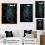 Black and yellow Japanese starry night stars - Landscapes Canvas Wall Art