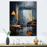 Yellow and grey Jazz cafe melody 4 - Music Canvas Wall Art