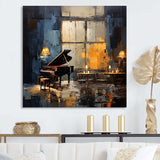 Yellow and grey grand piano Jazz cafe  IV - Music Canvas Wall Art