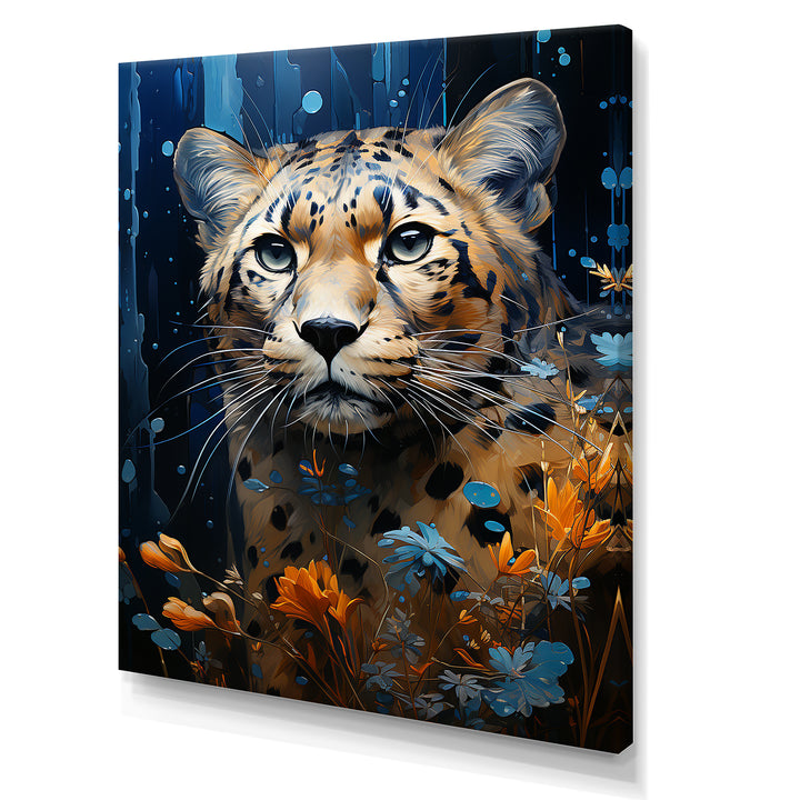 Blue and golden Leopard Serenity - Leopard Home Decor Art
