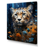 Blue and golden Leopard Serenity - Leopard Home Decor Art