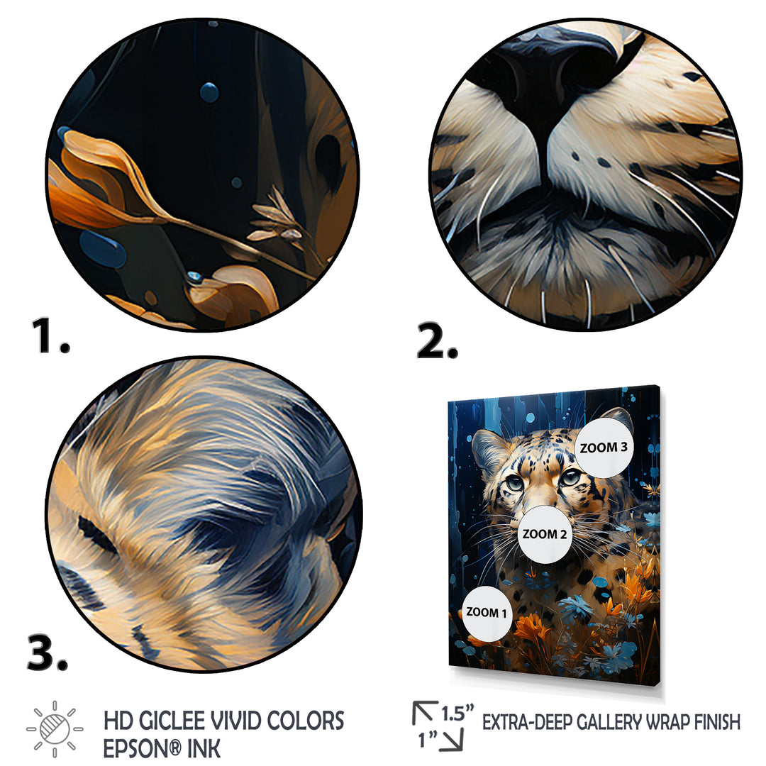 Blue and golden Leopard Serenity - Leopard Home Decor Art