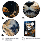 Blue and golden Leopard Serenity - Leopard Home Decor Art