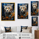 Blue and golden Leopard Serenity - Leopard Home Decor Art
