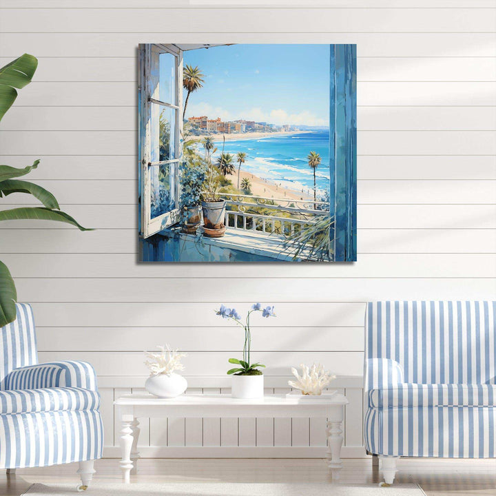 California shoreline  Window View I - Coastal Canvas Wall Art