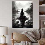 Meditation Yoga Meditative woman in lotus pose 1 - Spiritual Canvas Wall Art